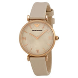  Shop Authentic Emporio Armani Gianni T Bar Light Brown Dial White Leather Strap Watch For Women - AR1769 - Luxxuri