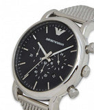  Shop Authentic Emporio Armani Classic Chronograph Black Dial Silver Mesh Bracelet Watch For Men - AR1808 - Luxxuri