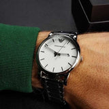  Shop Authentic Emporio Armani Classic Luigi Quartz Silver Dial Silver Steel Strap Watch For Men - AR1854 - Luxxuri