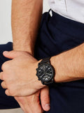  Shop Authentic Emporio Armani Luigi Chronograph Black Dial Black Leather Strap Watch For Men - AR11133 - Luxxuri