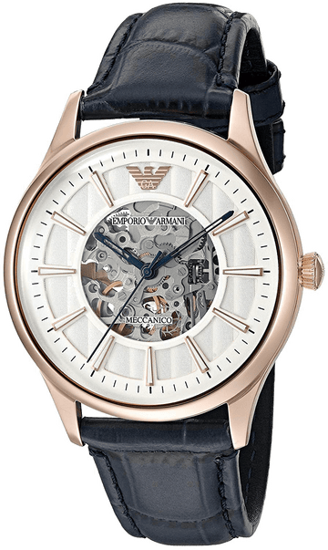  Shop Authentic Emporio Armani Meccanico Automatic White Dial Blue Leather Strap Watch For Men - AR1947 - Luxxuri