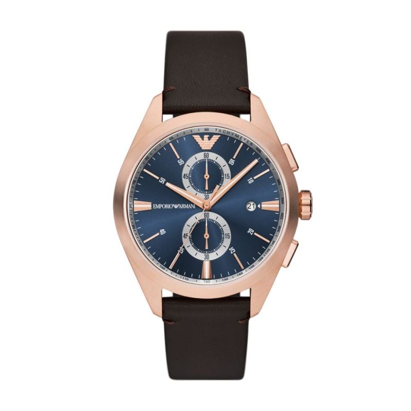  Shop Authentic Emporio Armani Claudio Chronograph Blue Dial Brown Leather Strap Watch For Men - AR11554 - Luxxuri
