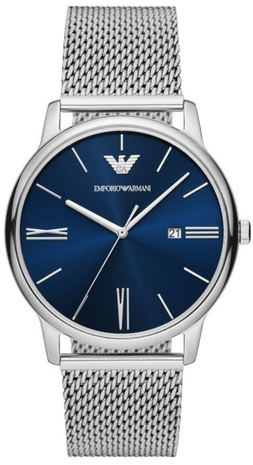  Shop Authentic Emporio Armani Minimalist Quartz Blue Dial Silver Steel Strap Watch For Men - AR11571 - Luxxuri