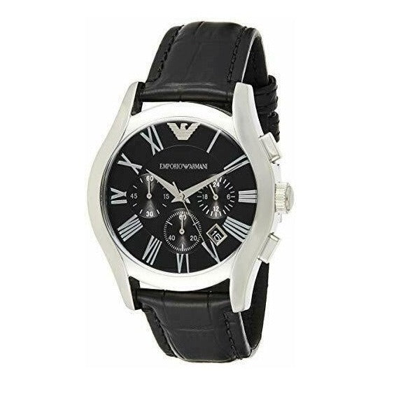  Shop Authentic Emporio Armani Valente Chronograph Black Dial Black Leather Strap Watch For Men - AR1633 - Luxxuri