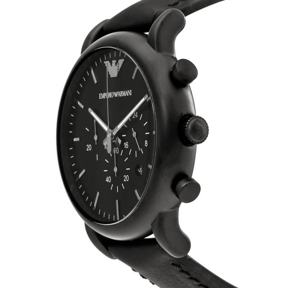  Shop Authentic Emporio Armani Luigi Chronohraph Black Dial Black Leather Strap Watch For Men - AR1970 - Luxxuri