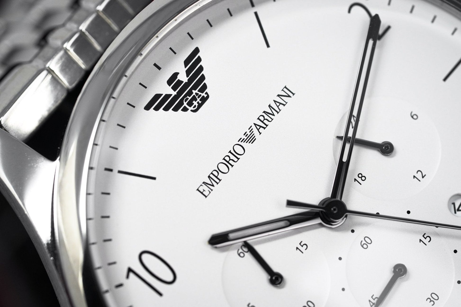  Shop Authentic Emporio Armani Classic Chronograph Silver Dial Silver Steel Strap Watch For Men - AR1879 - Luxxuri