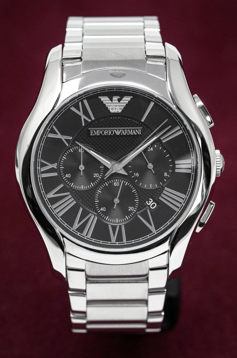  Shop Authentic Emporio Armani Valente Chronograph Quartz Black Dial Silver Steel Strap Watch For Men - AR11083 - Luxxuri