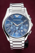  Shop Authentic Emporio Armani Chronograph Quartz Blue Dial Silver Steel Strap Watch For Men - AR11082 - Luxxuri