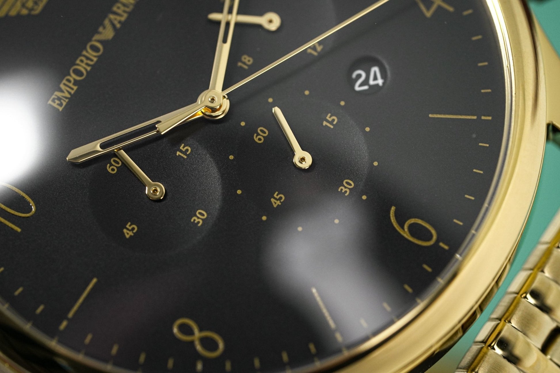  Shop Authentic Emporio Armani Classic Chronograph Black Dial Gold Steel Strap Watch For Men - AR1893 - Luxxuri