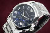  Shop Authentic Emporio Armani Classic Blue Dial Silver Steel Strap Watch For Men - AR1635 - Luxxuri