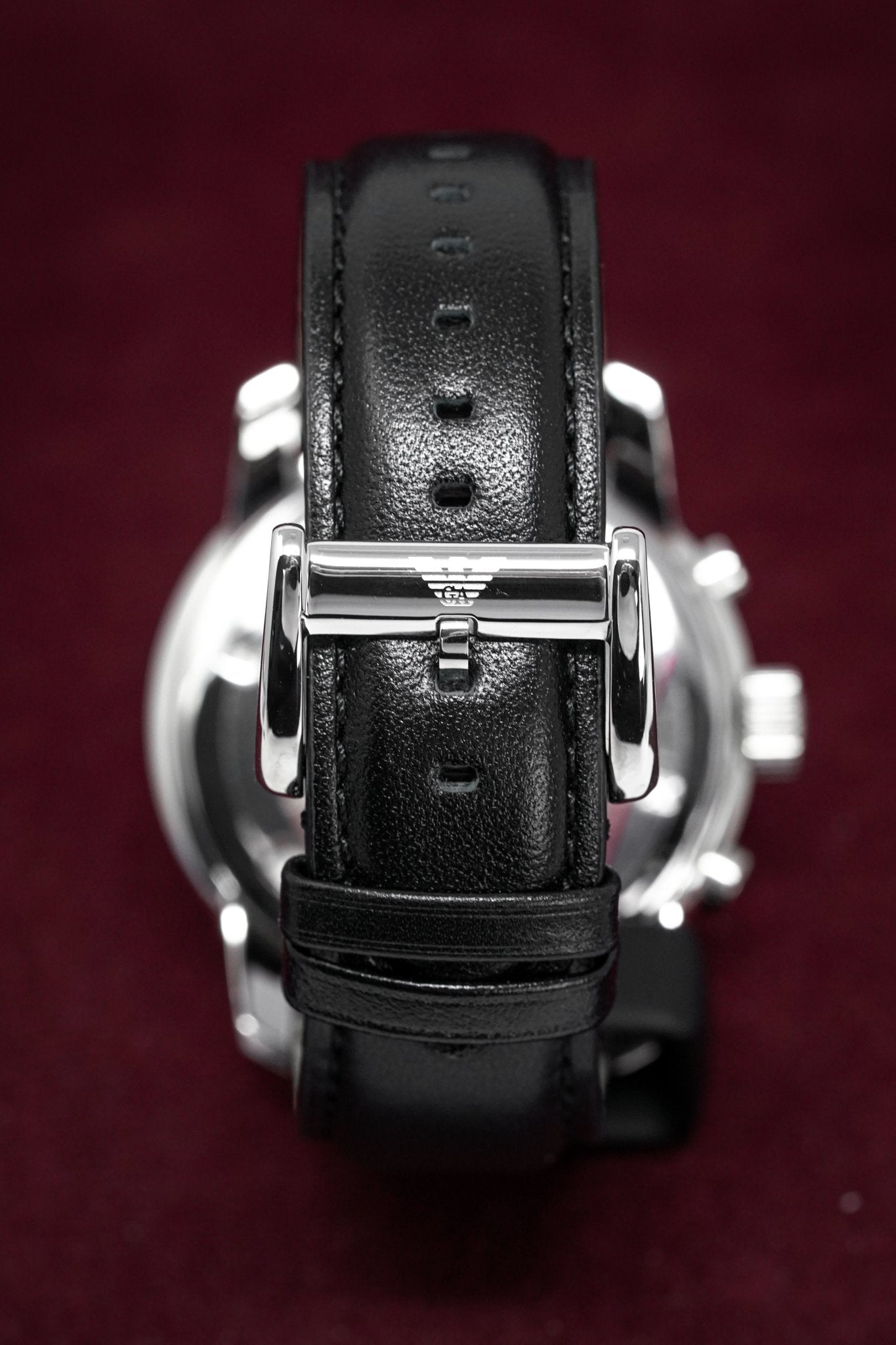  Shop Authentic Emporio Armani Classic Chronograph Black Dial Black Leather Strap Watch For Men - AR0431 - Luxxuri