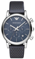  Shop Authentic Emporio Armani Luigi Chronograph Blue Dial Black Leather Strap Watch For Men - AR1736 - Luxxuri