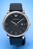  Shop Authentic Emporio Armani Classic Quartz Blue Dial Black Leather Strap Watch For Men - AR1731 - Luxxuri