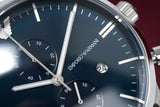  Shop Authentic Emporio Armani Gianni Chronograph Blue Dial Silver Steel Strap Watch For Men - AR80013 - Luxxuri
