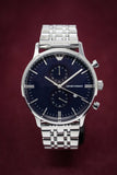  Shop Authentic Emporio Armani Gianni Chronograph Blue Dial Silver Steel Strap Watch For Men - AR1648 - Luxxuri