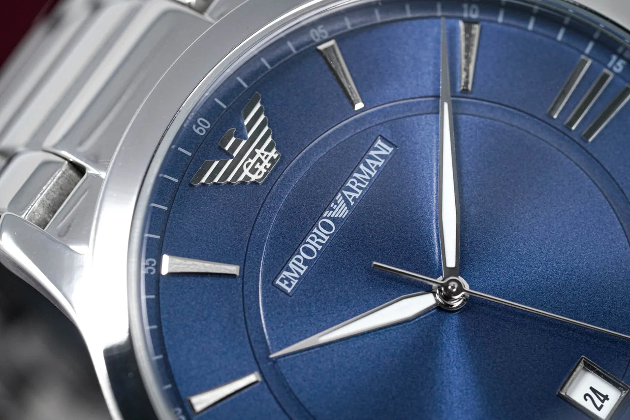  Shop Authentic Emporio Armani Giovanni Quartz Blue Dial Silver Steel Strap Watch For Men - AR11227 - Luxxuri