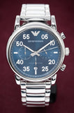  Shop Authentic Emporio Armani Luigi Chronograph Blue Dial Silver Steel Strap Watch For Men - AR11132 - Luxxuri
