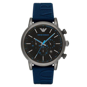  Shop Authentic Emporio Armani  Luigi Chronograph Black Dial Blue Rubber Strap Watch For Men - AR11023 - Luxxuri