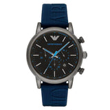  Shop Authentic Emporio Armani  Luigi Chronograph Black Dial Blue Rubber Strap Watch For Men - AR11023 - Luxxuri