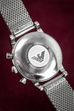  Shop Authentic Emporio Armani Luigi Chronograph Black Dial Silver Mesh Bracelet Watch For Men - AR1811 - Luxxuri