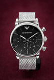 Shop Authentic Emporio Armani Luigi Chronograph Black Dial Silver Mesh Bracelet Watch For Men - AR1811 - Luxxuri