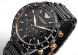  Shop Authentic Emporio Armani Mario Ceramic Chronograph Black Dial Black Steel Strap Watch For Men - AR70002 - Luxxuri