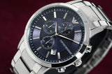  Shop Authentic Emporio Armani Renato Chronograph Blue Dial Silver Steel Strap Watch For Men - AR11164 - Luxxuri