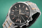  Shop Authentic Emporio Armani Renato Chronograph Black Dial Two Tone Steel Strap Watch For Men - AR11165 - Luxxuri