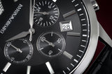  Shop Authentic Emporio Armani Renato Chronograph Black Dial Black Leather Strap Watch For Men - AR2447 - Luxxuri
