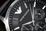  Shop Authentic Emporio Armani Renato Chronograph Black Dial Black Leather Strap Watch For Men - AR2447 - Luxxuri