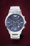  Shop Authentic Emporio Armani Renato Chronograph Blue Dial Silver Steel Strap Watch For Men - AR2448 - Luxxuri