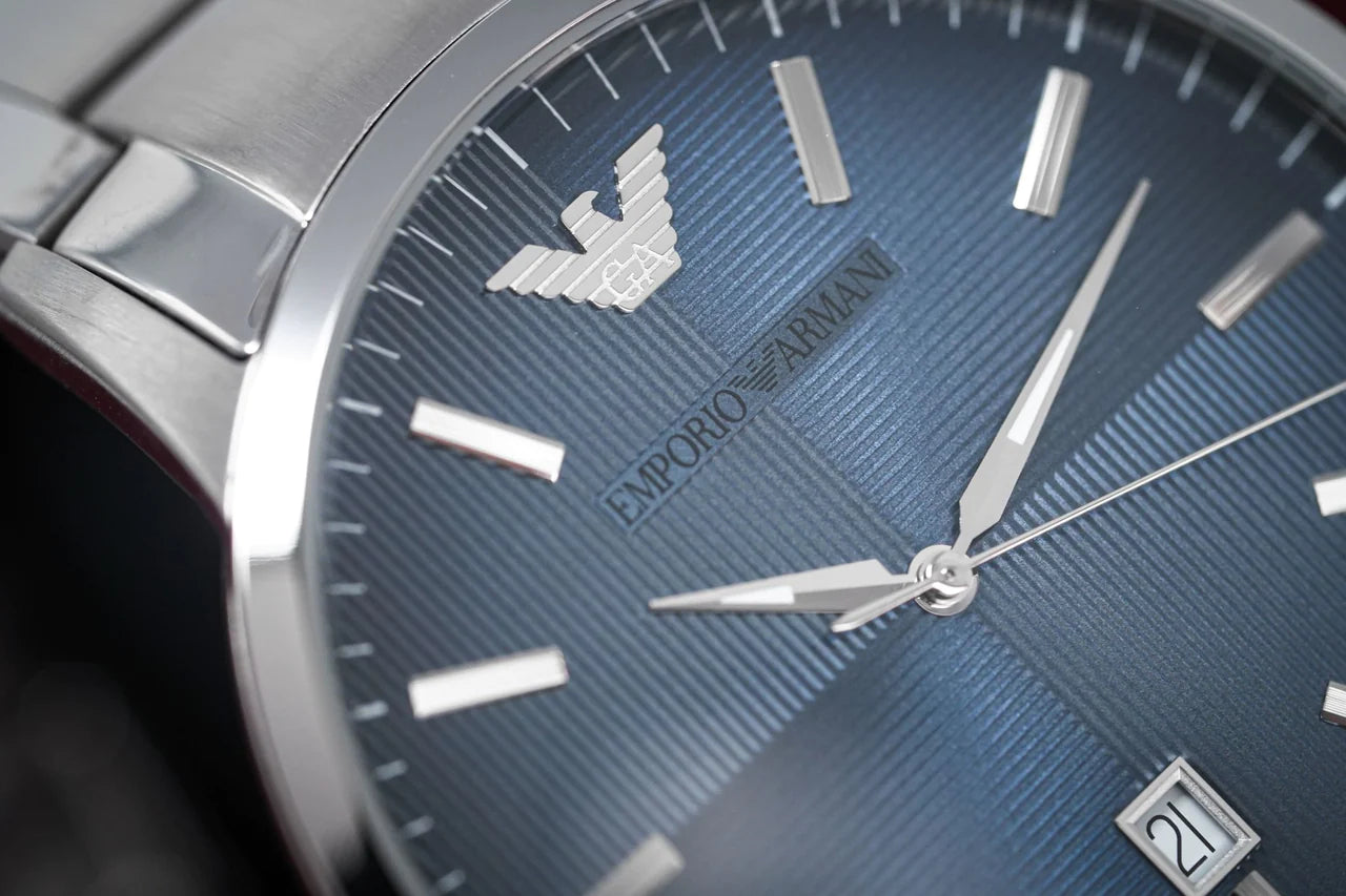  Shop Authentic Emporio Armani Renato Quartz Blue Dial Silver Steel Strap Watch For Men - AR11182 - Luxxuri