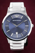  Shop Authentic Emporio Armani Valente Quartz Blue Dial Silver Steel Strap Watch For Men - AR11085 - Luxxuri