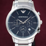  Shop Authentic Emporio Armani Renato Chronograph Blue Dial Silver Steel Strap Watch For Men - AR2486 - Luxxuri