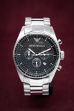  Shop Authentic Emporio Armani Sportivo Chronograph Black Dial Silver Stainless Steel Watch For Men - AR0585 - Luxxuri
