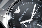  Shop Authentic Emporio Armani Sportivo Chronograph Black Dial Silver Stainless Steel Watch For Men - AR0585 - Luxxuri