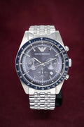  Shop Authentic Emporio Armani Sportivo Chronograph Blue Stainless Steel Watch For Men - AR6072 - Luxxuri