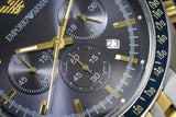  Shop Authentic Emporio Armani Tazio Chronograph Blue Dial Two Tone Stainless Steel Watch For Men - AR6088 - Luxxuri