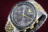  Shop Authentic Emporio Armani Tazio Chronograph Blue Dial Gold & Silver Stainless Steel Strap Watch For Men - AR8030 - Luxxuri