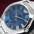  Shop Authentic Emporio Armani Valente Quartz Blue Dial Silver Steel Strap Watch For Men - AR11085 - Luxxuri