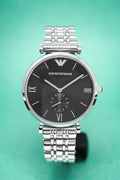  Shop Authentic Emporio Armani Retro Black Dial Silver Steel Strap Watch For Men - AR1676 - Luxxuri