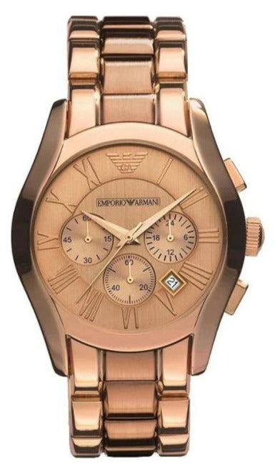  Shop Authentic Emporio Armani Valente Chronograph Rose Gold Dial Rose Gold Steel Strap Watch For Men - AR0365 - Luxxuri
