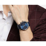  Shop Authentic Emporio Armani Giovanni T Bar Chronograph Quartz Blue Dial Blue Leather Strap Watch For Men - AR11226 - Luxxuri