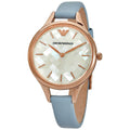 Shop Authentic Emporio Armani Aurora Quartz Mother of Pearl White Dial Blue Leather Strap Watch For Women - AR11109 - Luxxuri