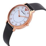  Shop Authentic Emporio Armani Kappa Mother of Pearl Dial Black Leather Strap Watch For Women - AR80011 - Luxxuri