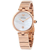  Shop Authentic Emporio Armani Arianna White Mother of Pearl Dial Rose Gold Steel Strap Watch For Women - AR11236 - Luxxuri