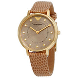  Shop Authentic Emporio Armani Kappa Quartz Mother of Pearl Taupe Dial Brown Leather Strap Watch For Men - AR11151 - Luxxuri