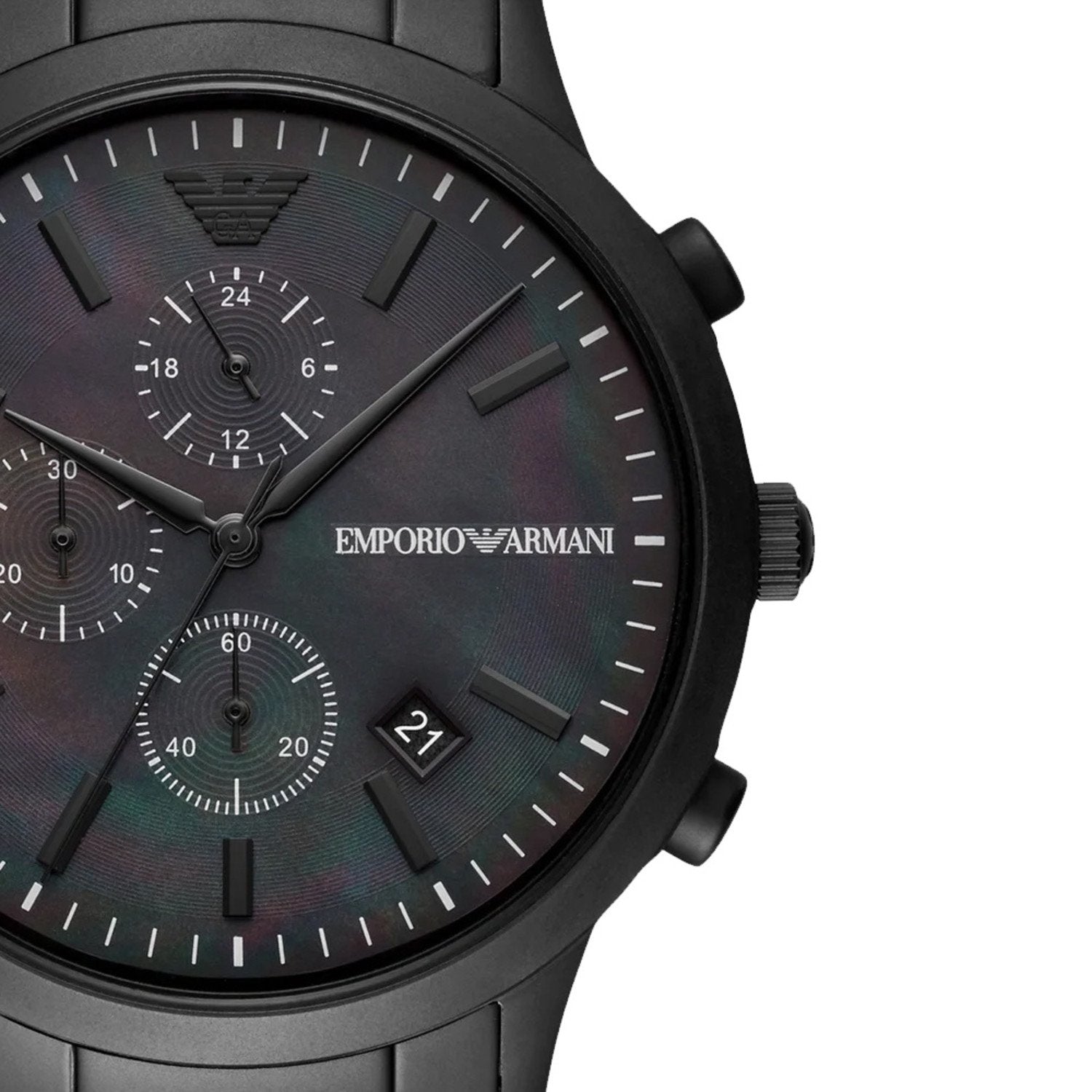  Shop Authentic Emporio Armani Renato Chronograph Mother of Pearl Black Dial Black Steel Strap Watch For Men - AR11275 - Luxxuri