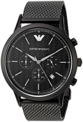 Emporio Armani Renato Chronograph Black Dial Black Mesh Bracelet Watch For Men - AR2498