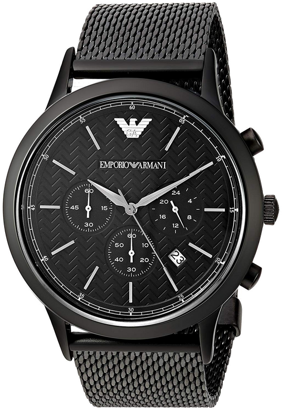  Shop Authentic Emporio Armani Renato Chronograph Black Dial Black Mesh Bracelet Watch For Men - AR2498 - Luxxuri